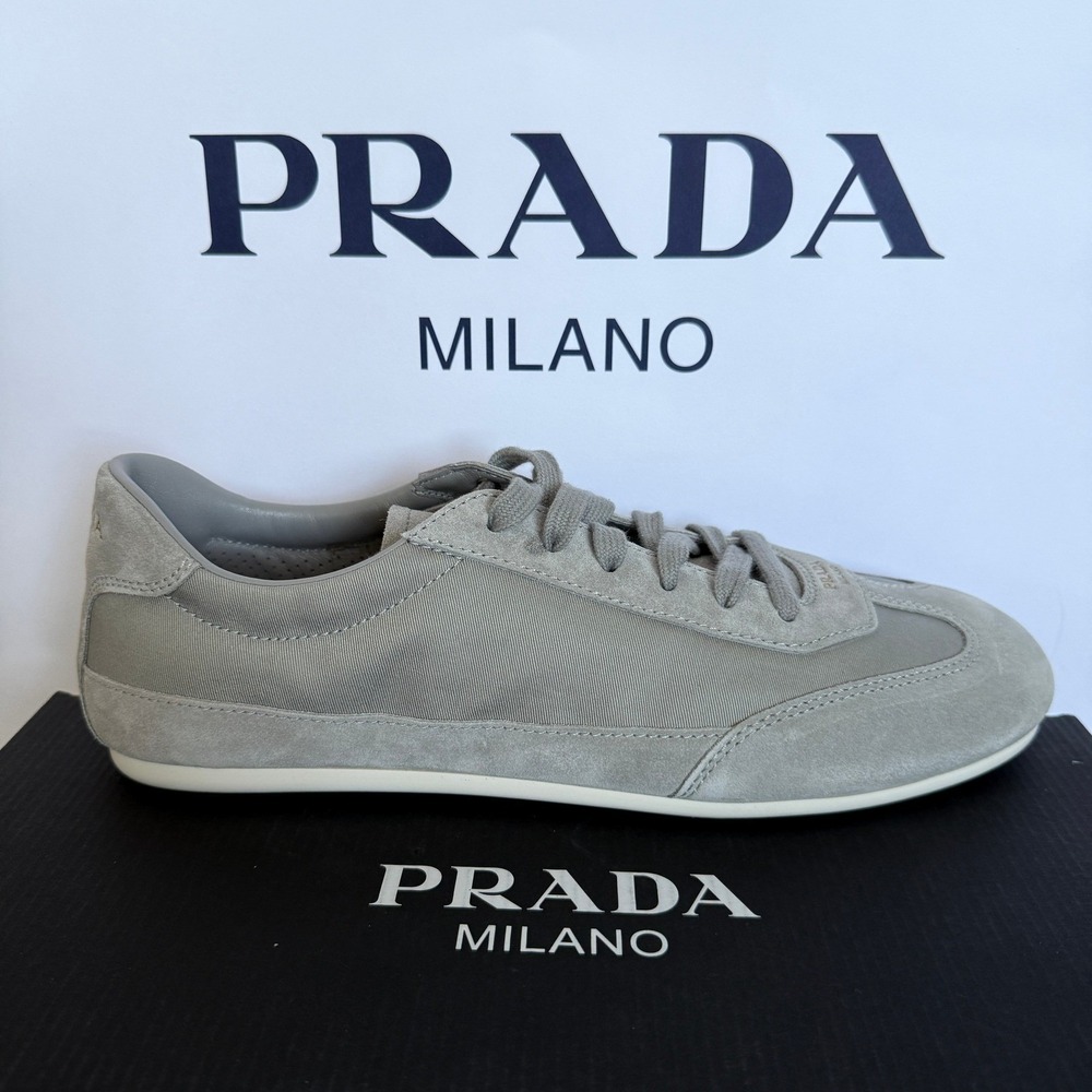 Prada Milano 2EG442 Men Grey Suede Fabric Low Top Sneakers Trainers Sz UK 7.5 - Picture 10 of 15